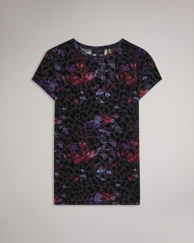 T-Shirt Ted Baker Devoré Mesh Noir Femme | MPZ-60568912